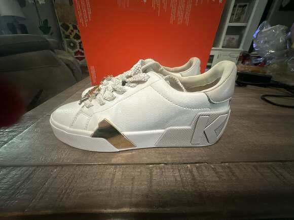 Karl Lagerfeld Shoes - Karl Lagerfeld White Platform Sneakers with Gold Logo Hardware size 5